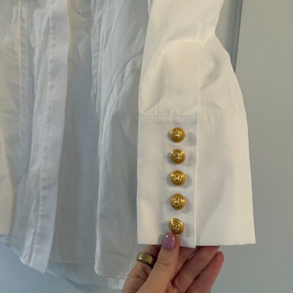 NWT Balmain Mini Shirt Dress Button Down Cotton Poplin White Sz 40 - Picture 7 of 9